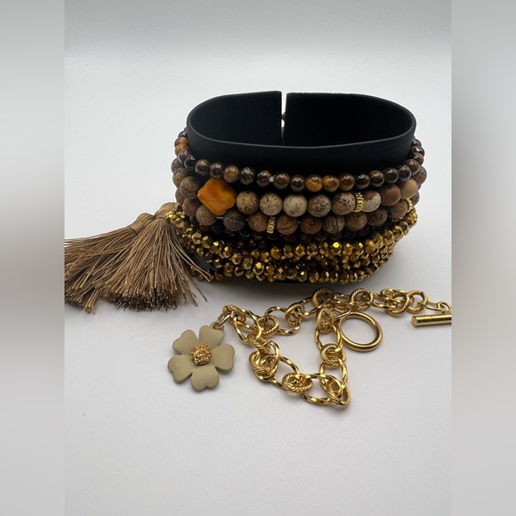 Boho Chic Brown & Gold Stacked Bracelet Set - Stylish Flirty Bracelets Set - Picture 12 of 16